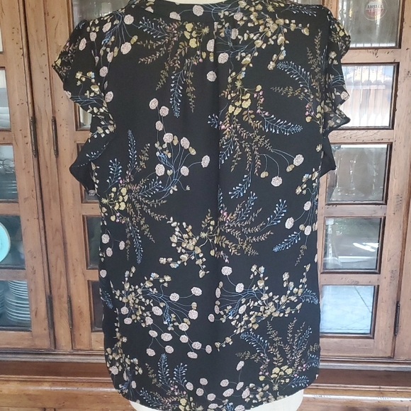 Philosophy Black and Tan Ruffled Wrap Blouse - Picture 2 of 6